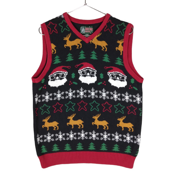 Ugly Christmas Sweater Other - Ugly Christmas Sweater Knitted Vest Size Large Black and Red